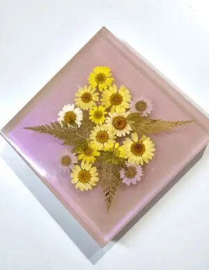 ריבוע אפוקסי ורדרד פרחים  מחזיק ספרים 15X15X3